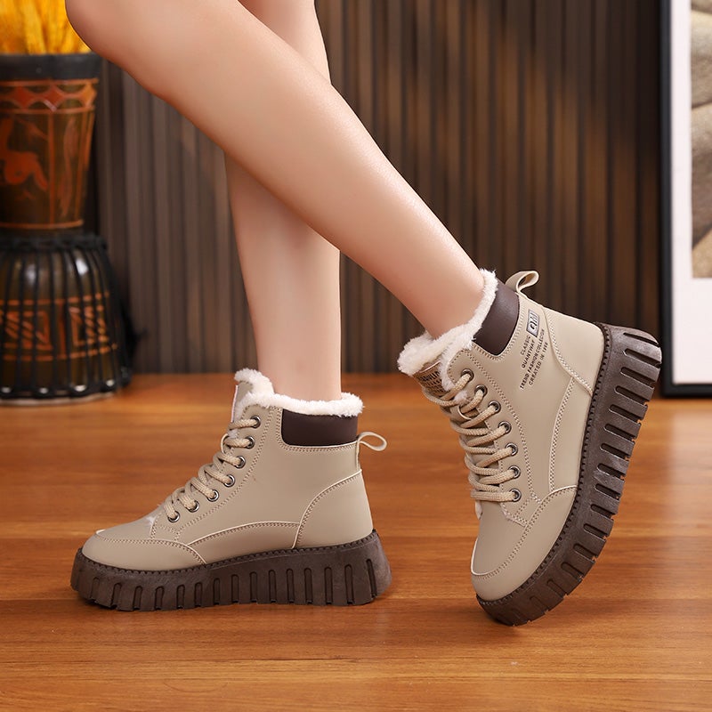Northeast Large Cotton Shoes Women'S Winter Velvet Thickeneded Cotton Boots Warm High-Top Women'S Shoes Snow Boots 34 - Image 5